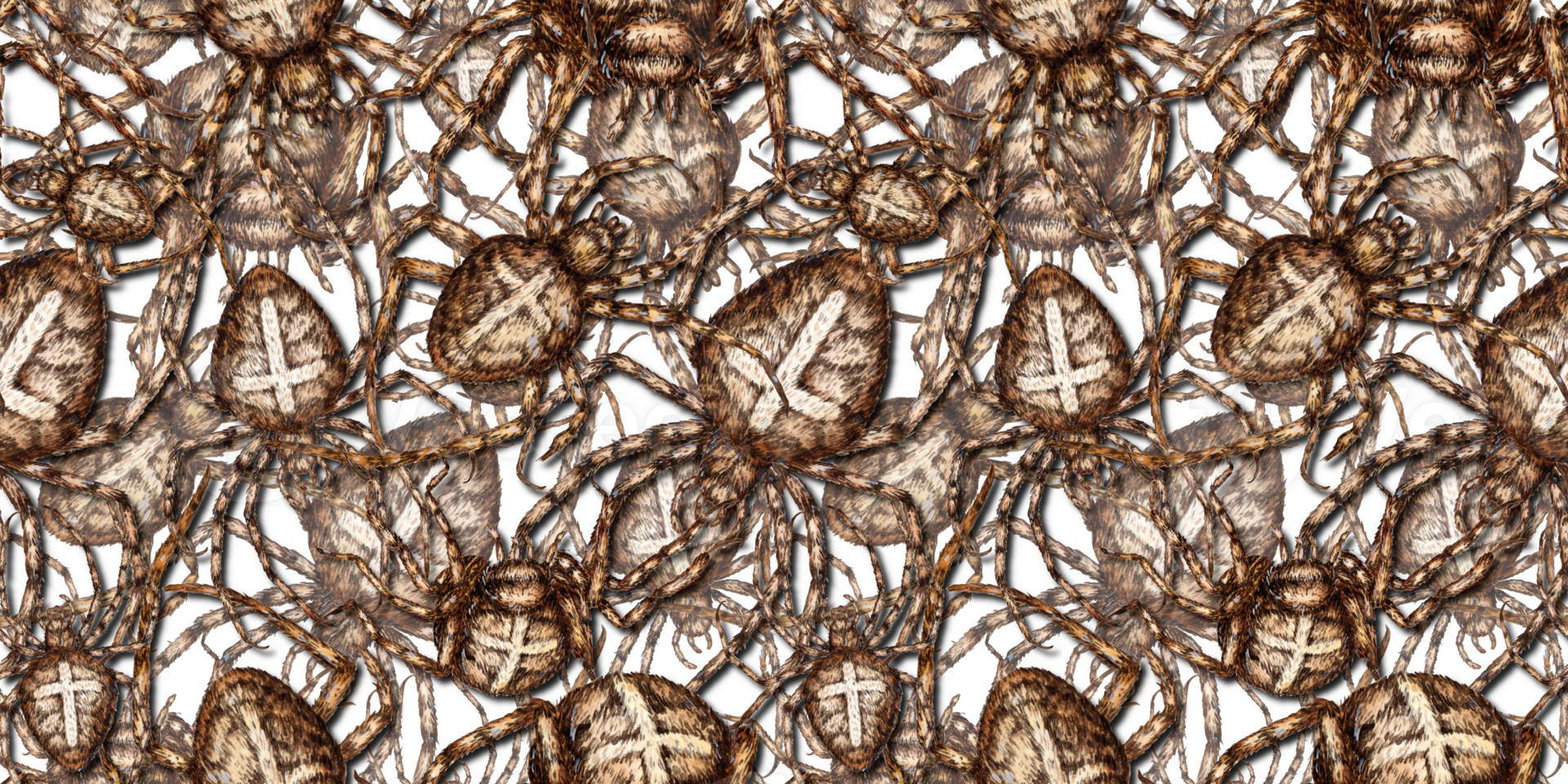 Brown spider with cross on its back watercolor illustration. Arachnida. Scary insect for Halloween, Walpurgis Night, Day of the Dead. Animal isolated. Pattern png