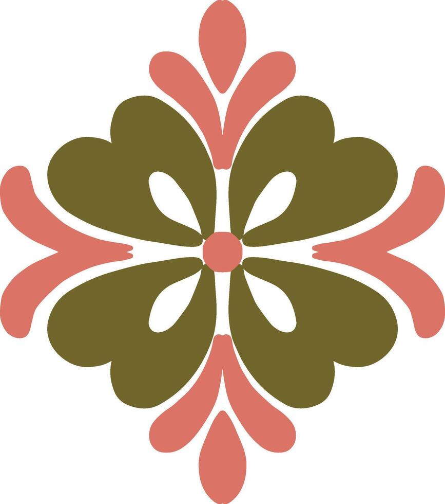 Versatile decorative motif with heart-petal shapes in a flat symmetrical style. Suitable for print, digital, or craft use vector