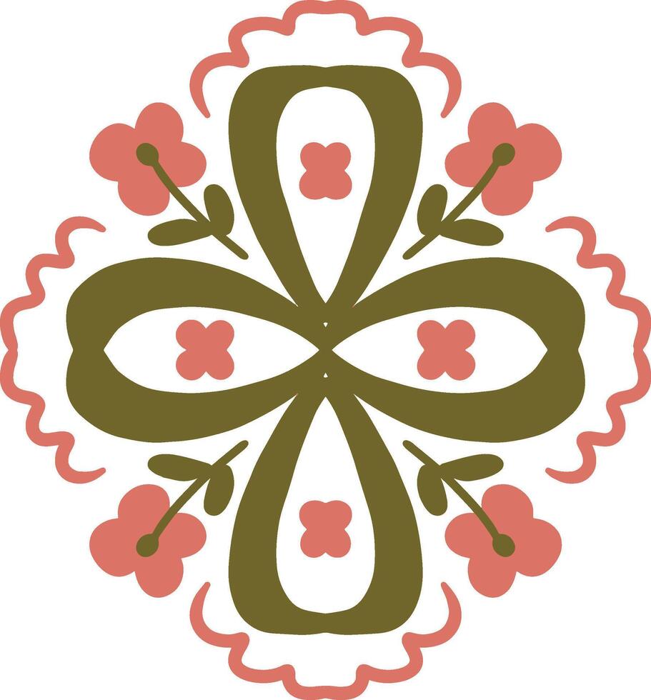Elegant symmetrical floral design featuring heart-inspired shapes and organic forms vector