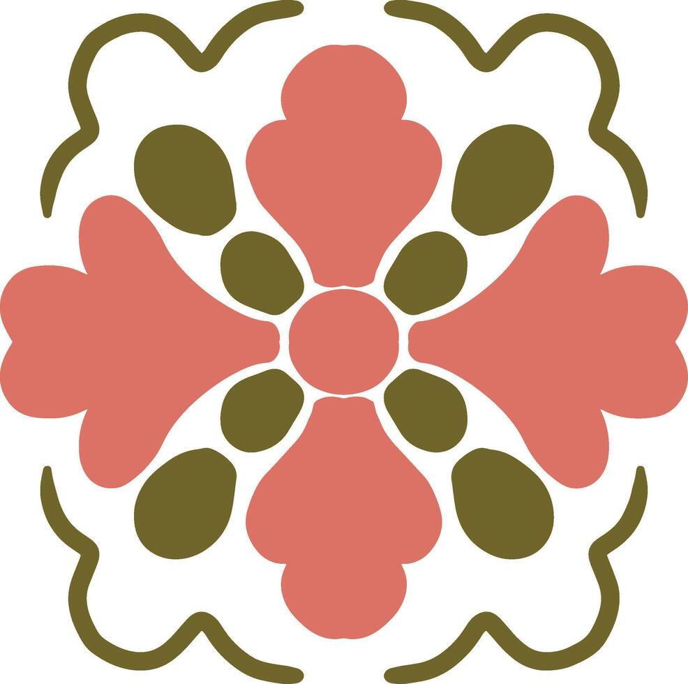 Soft-colored symmetrical flower pattern combining hearts and petals ideal for feminine designs and aesthetic visuals vector