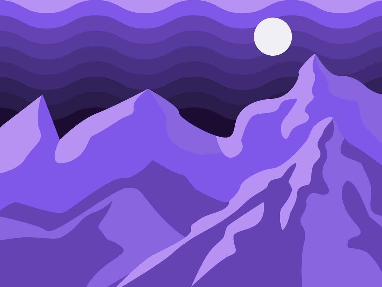 Purple mountains and full moon illustration vector