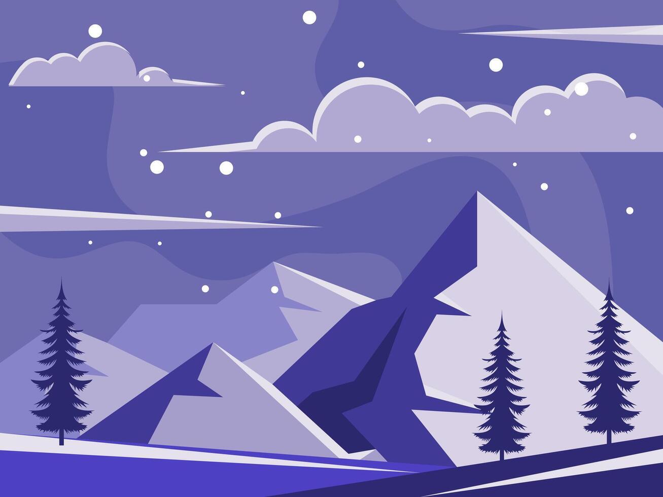 Winter landscape with mountains and trees vector