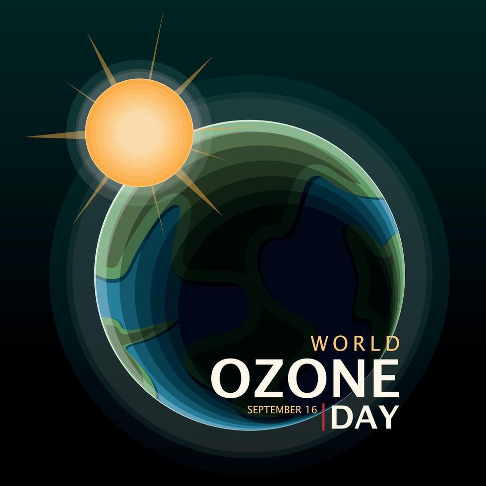 Earth and sun representing Ozone Day vector