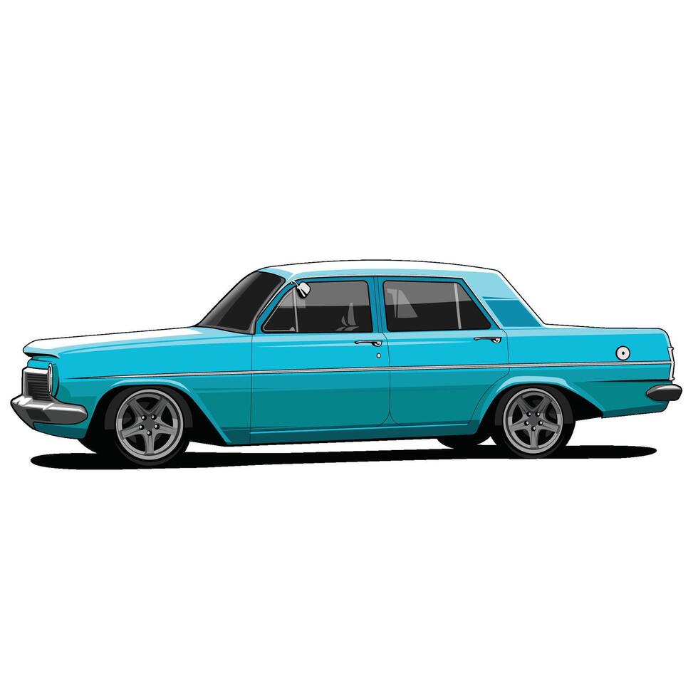 Classic blue sedan car illustration vector