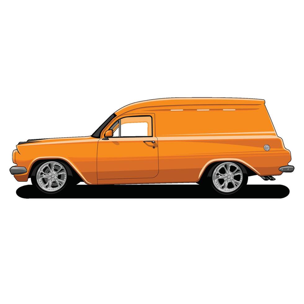 Vintage orange delivery van illustration vector