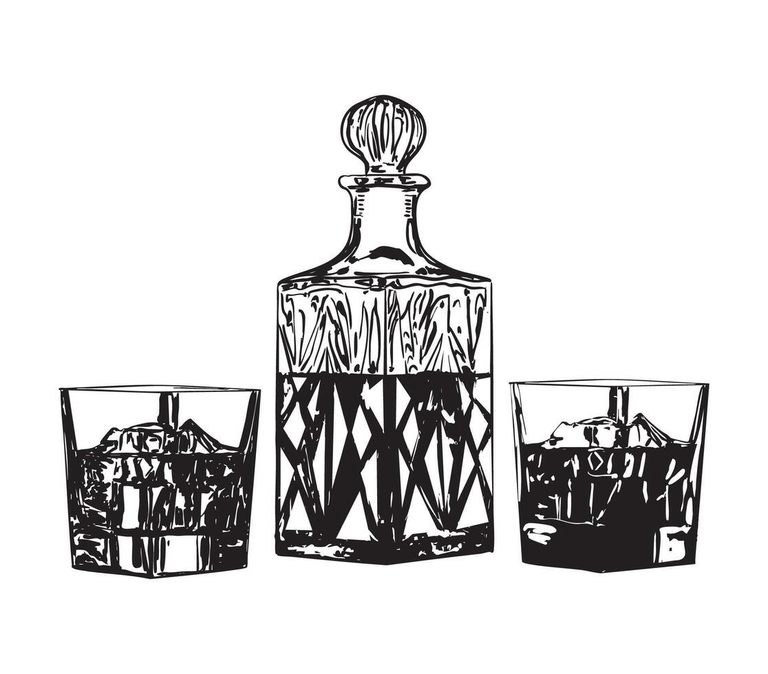 Old Fashioned Whiskey Set vector