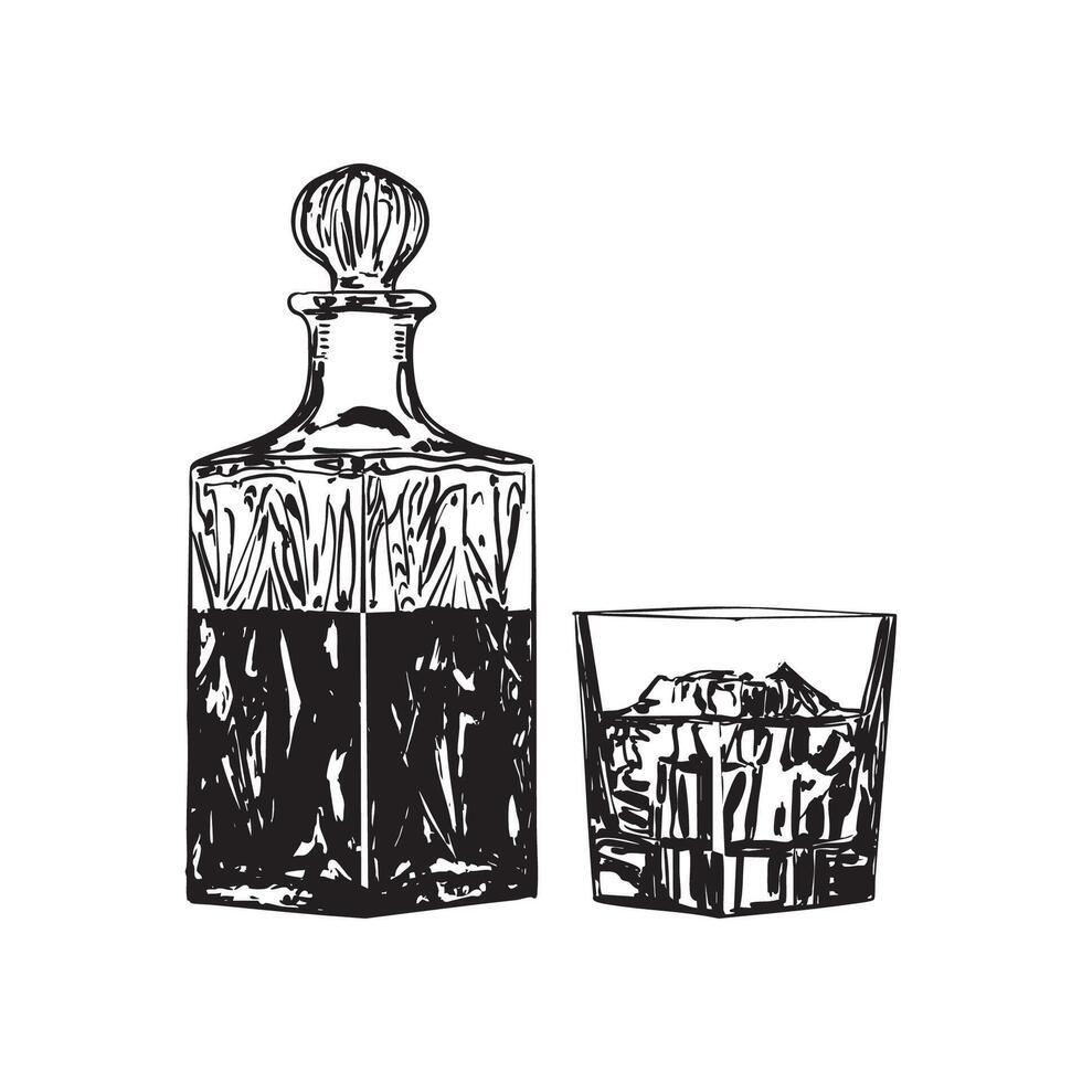 Black and White Elegant Whiskey Set vector