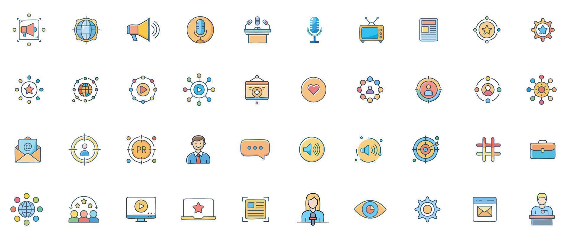 Media and communication icons collection vector