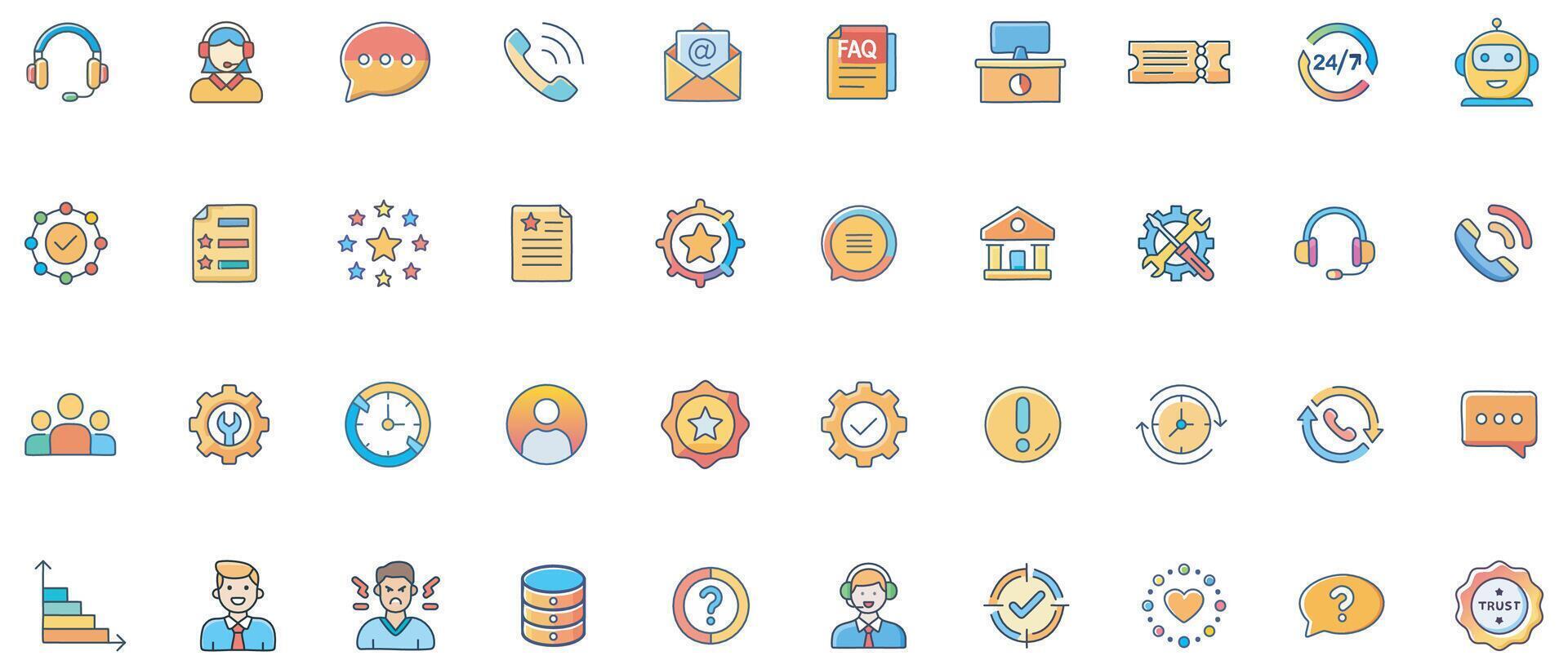 Customer support icons in various styles vector