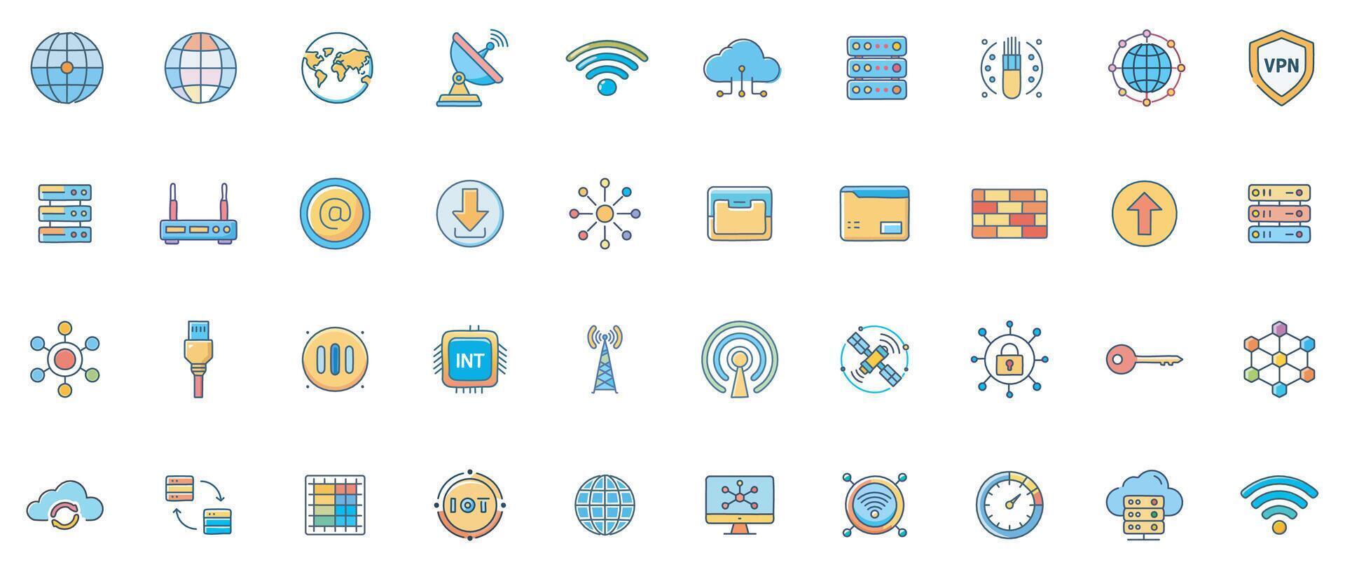 icons for technology and networking vector
