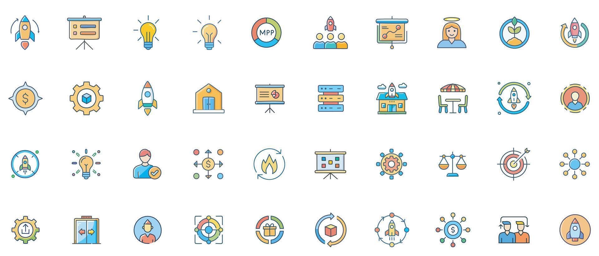 Collection of colorful business icons vector