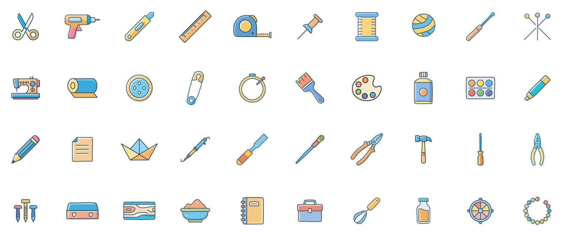 Crafting and DIY tool icons vector