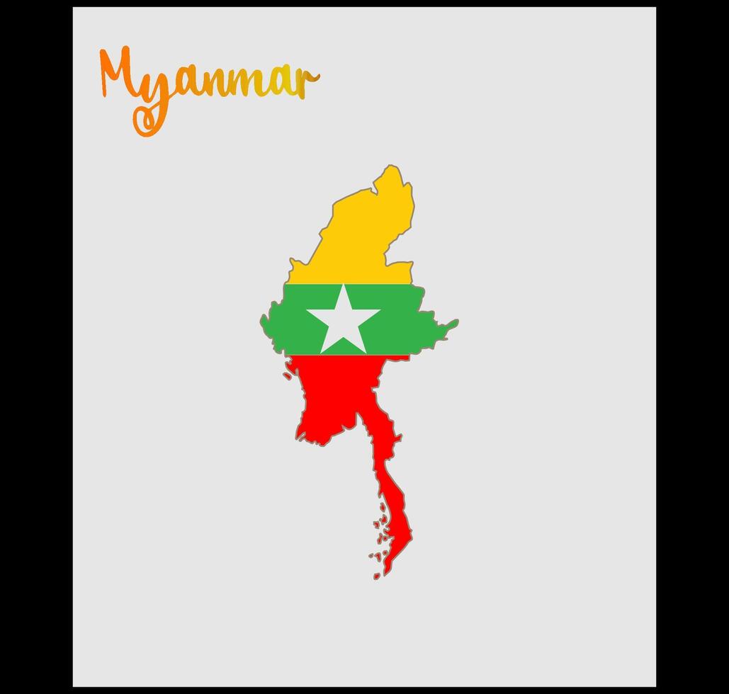 Myanmar country map flag symbol vector