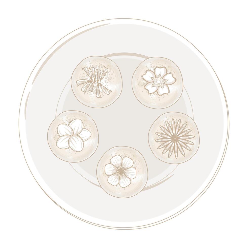 Plate with decorative floral cookies vector