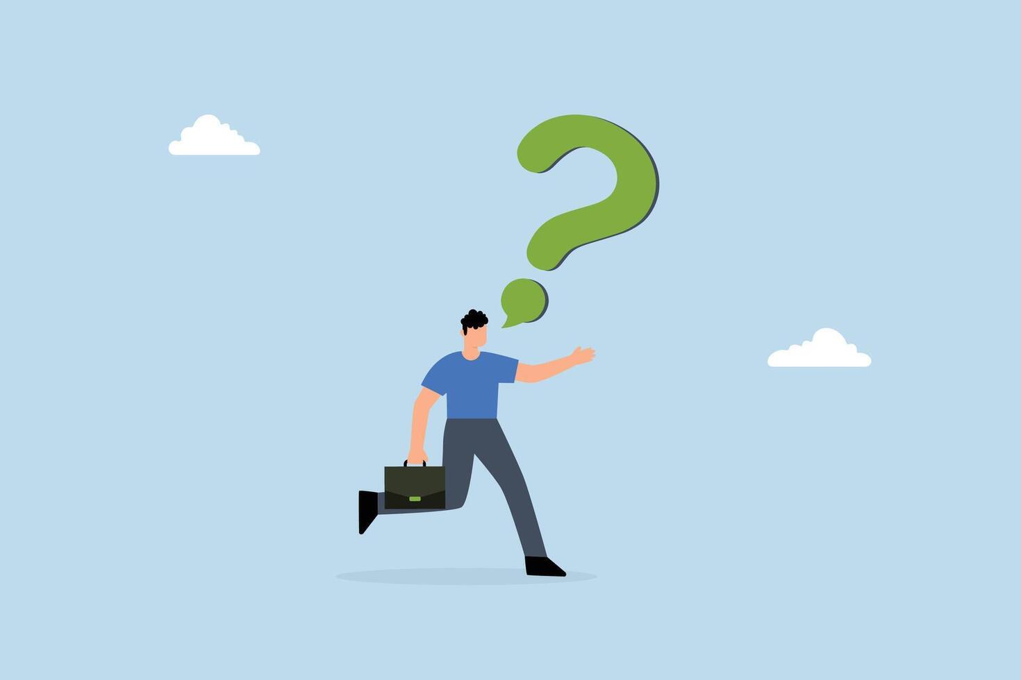 businessman speak out loud with speech bubble question mark symbol. vector