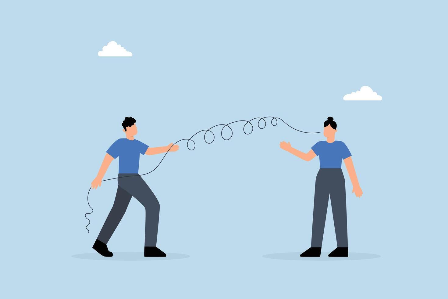 business manager listens to customer comments helps to solve problem. vector