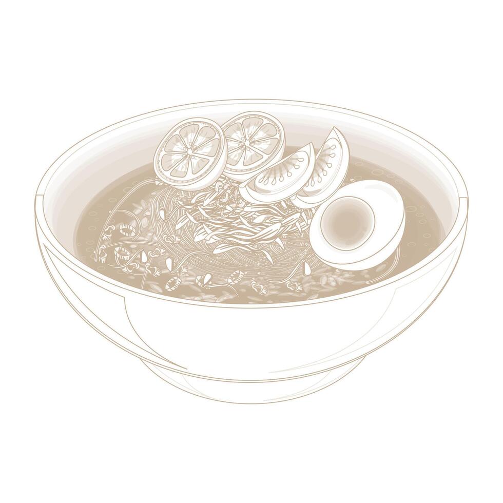 Illustration Logo Simple Line art Soto Koya Or Soto Ayam on a Bowl vector