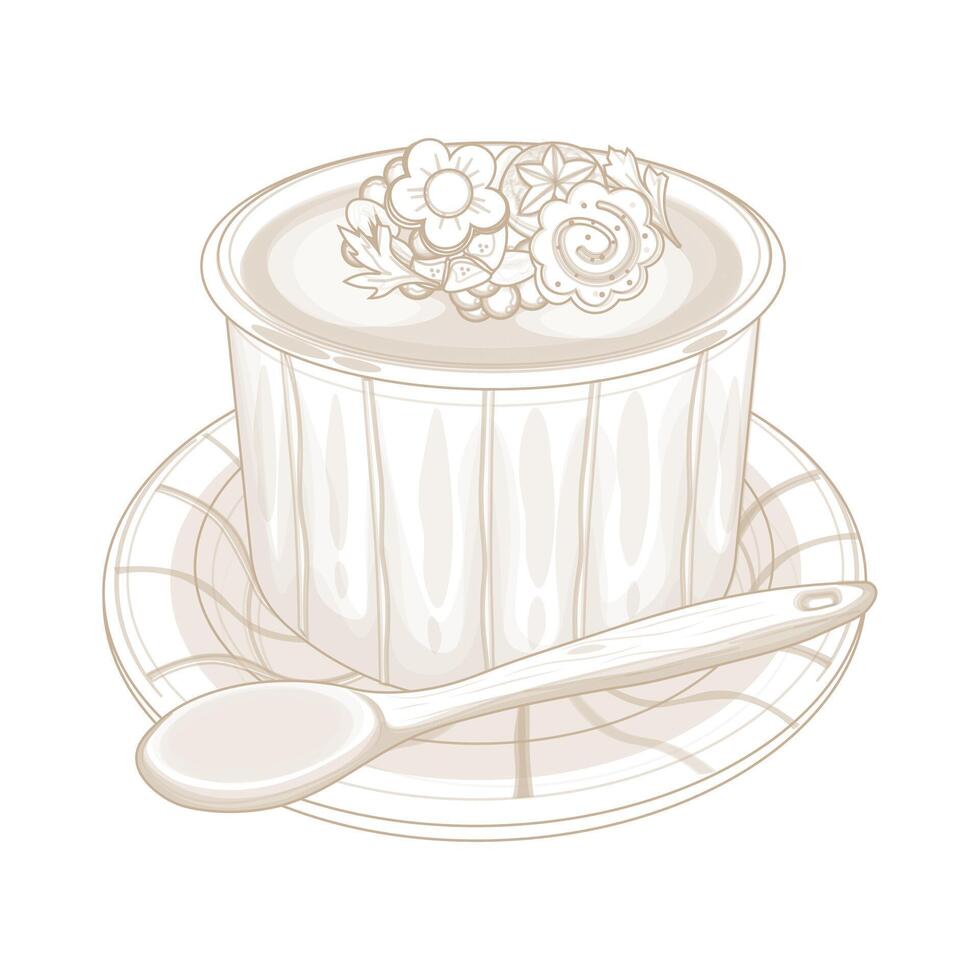 Illustration Logo Simple line art Chawanmushi Japanese Steamed Egg Custard vector