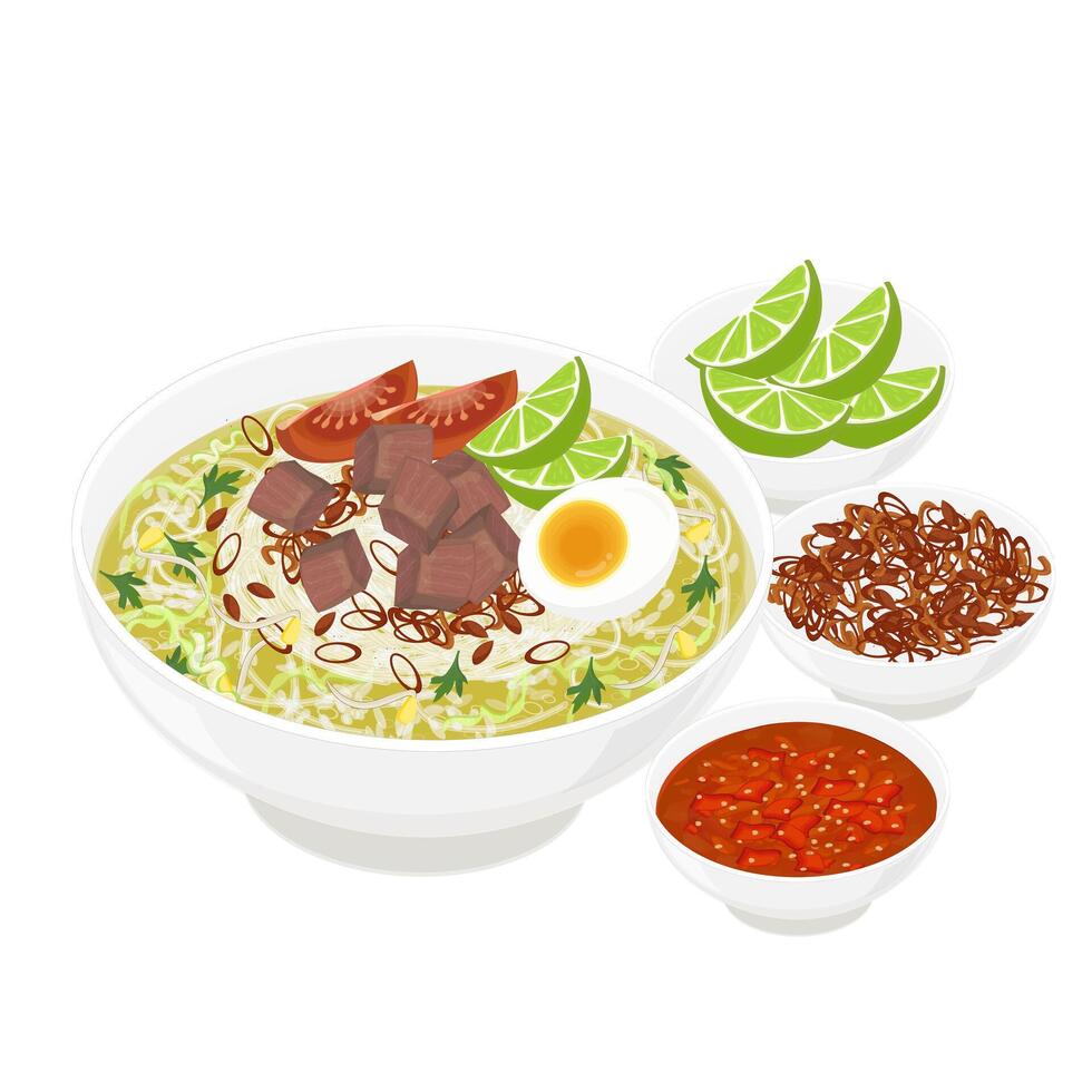 Illustration Logo Clipart Soto Sapi or Soto Daging Sapi Indonesian Beef Soup vector