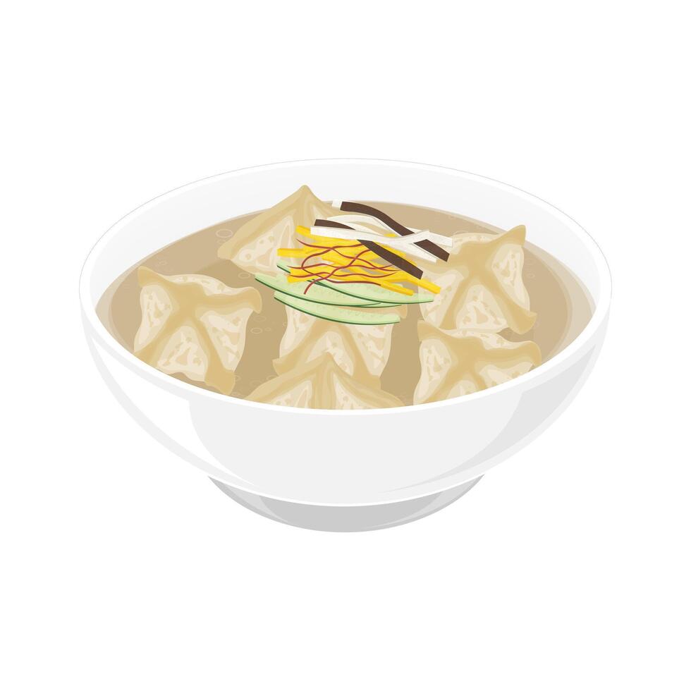 Illustration Logo Clipart Pyeonsu Dumplings Soup or Pyeonsu guk on a Bowl vector