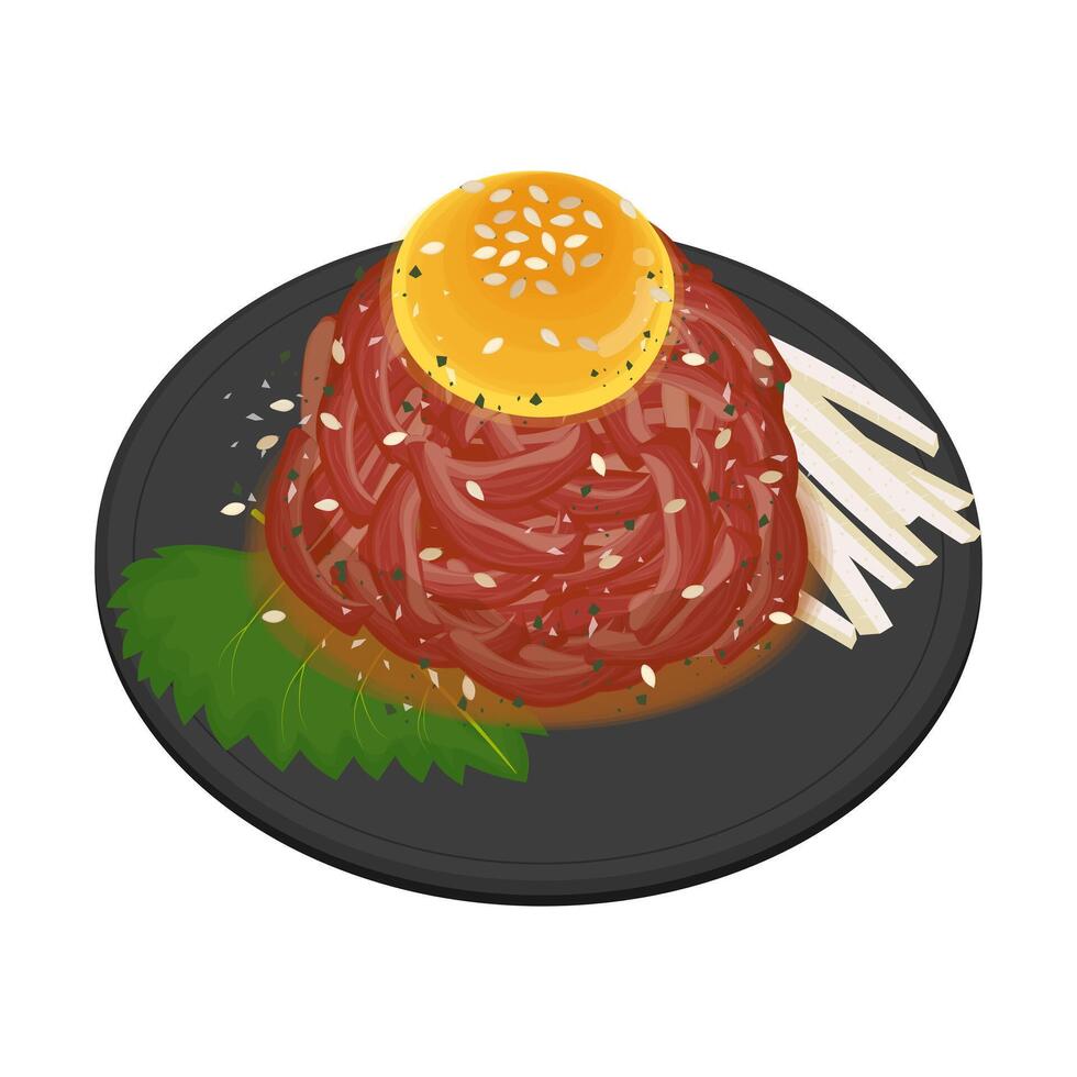 Illustration Logo Clipart Korean Raw Beef or Beef Sashimi Yukhoe vector