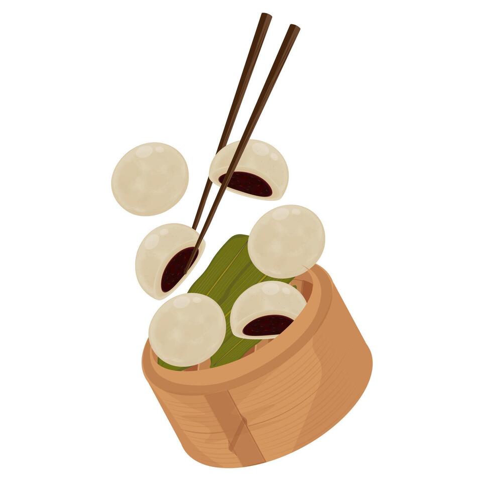 Illustration Logo Clipart Levitation Hoppang or Jjinppang Steamed Bun with Red Bean Paste vector