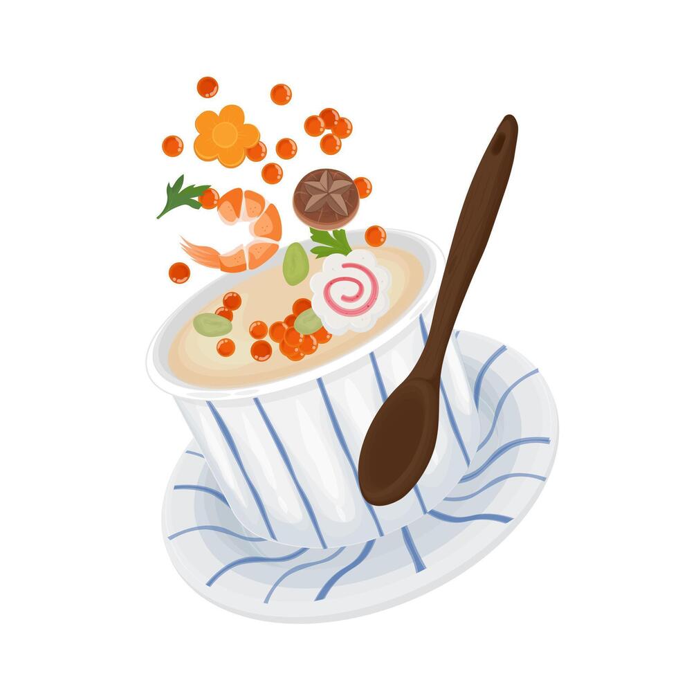 Illustration Logo Simple Levitation Chawanmushi Japanese Steamed Egg Custard vector
