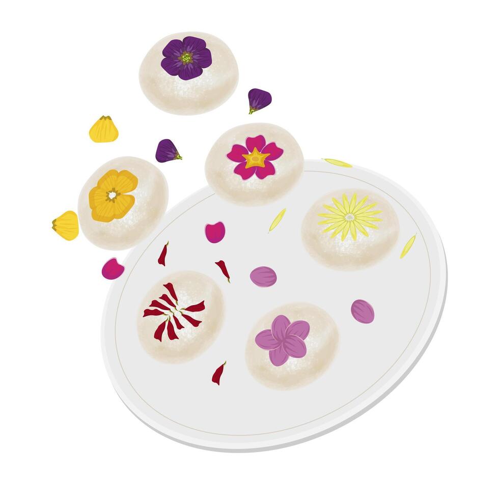 Illustration Logo Clipart Levitation Hwajeon Flower Rice Cake vector
