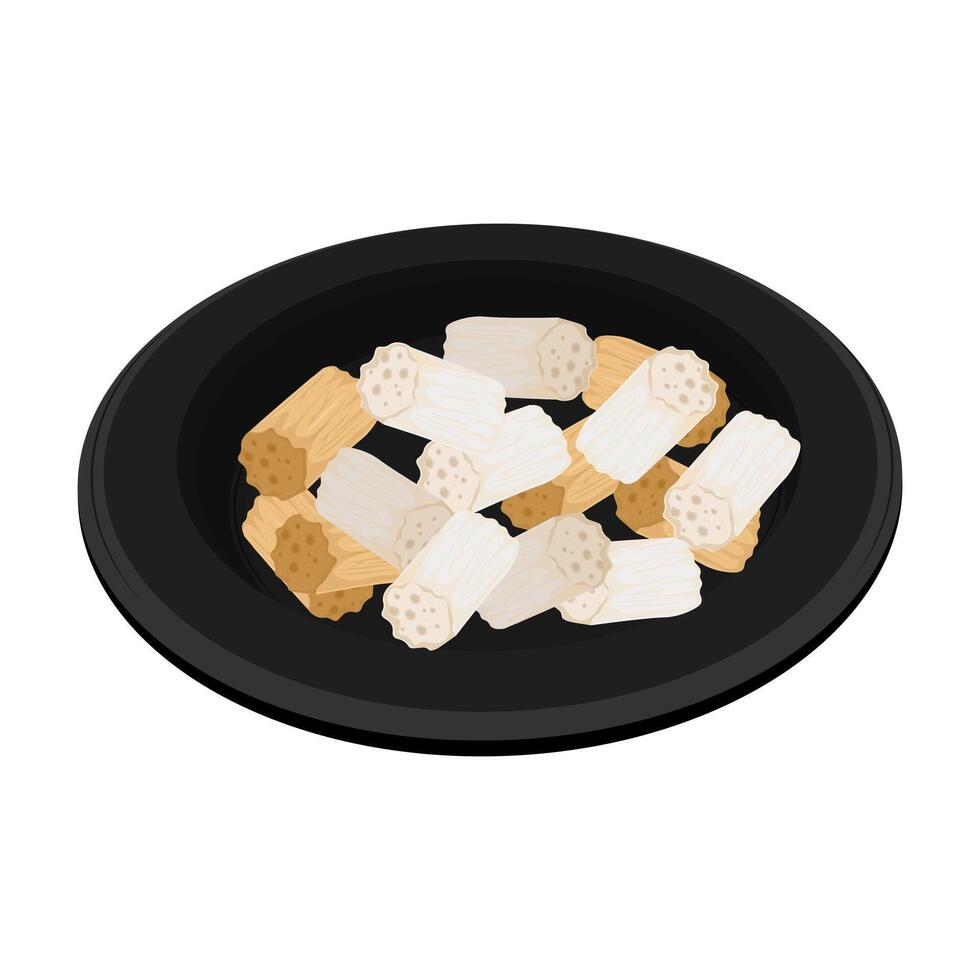 Illustration Logo Clipart Korean Stick Taffy or Changpyeong Yeot on a Plate vector
