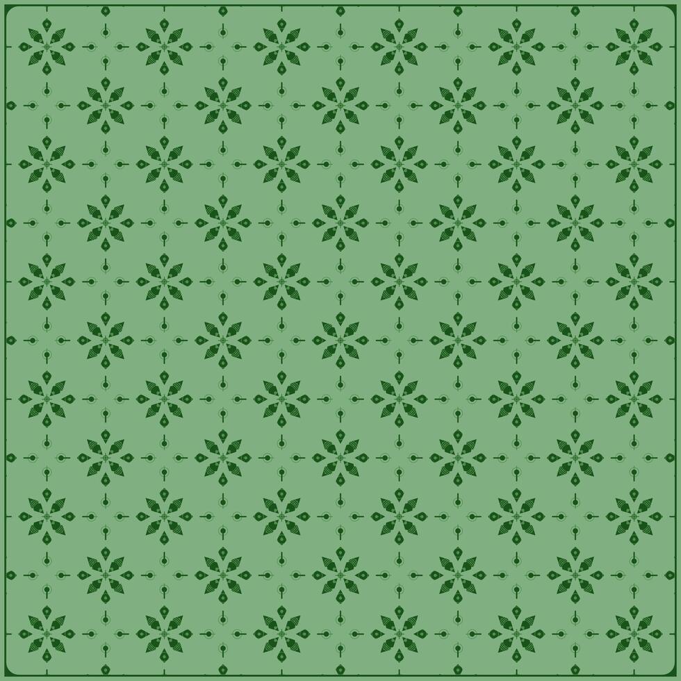 beautiful green batik pattern with circle flower ornaments vector