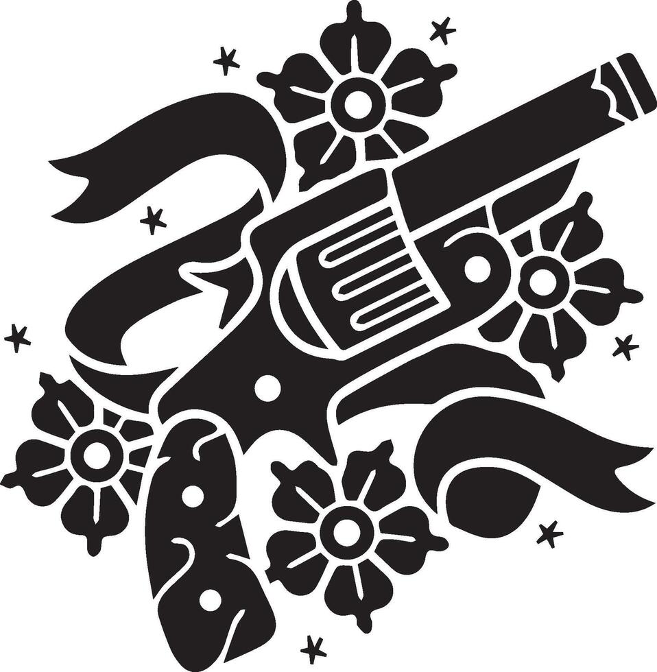 Gun artwork style monochrome vector