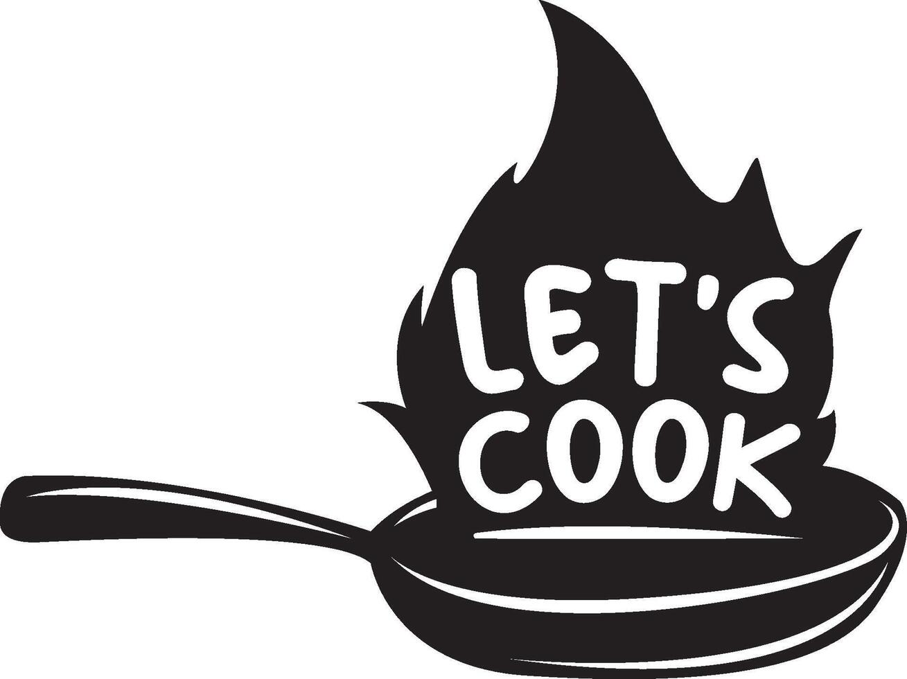 Let's cook together monochrome style vector