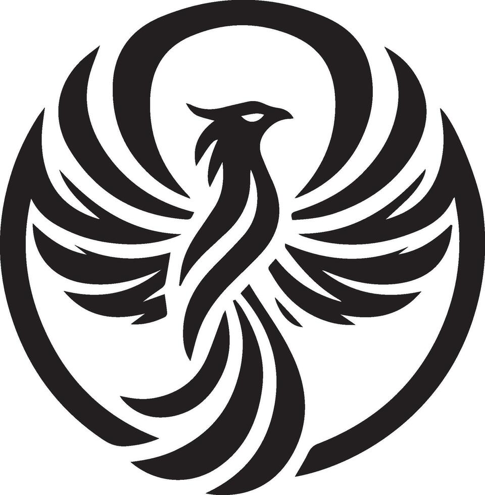 Illustration phoenix style monochrome vector