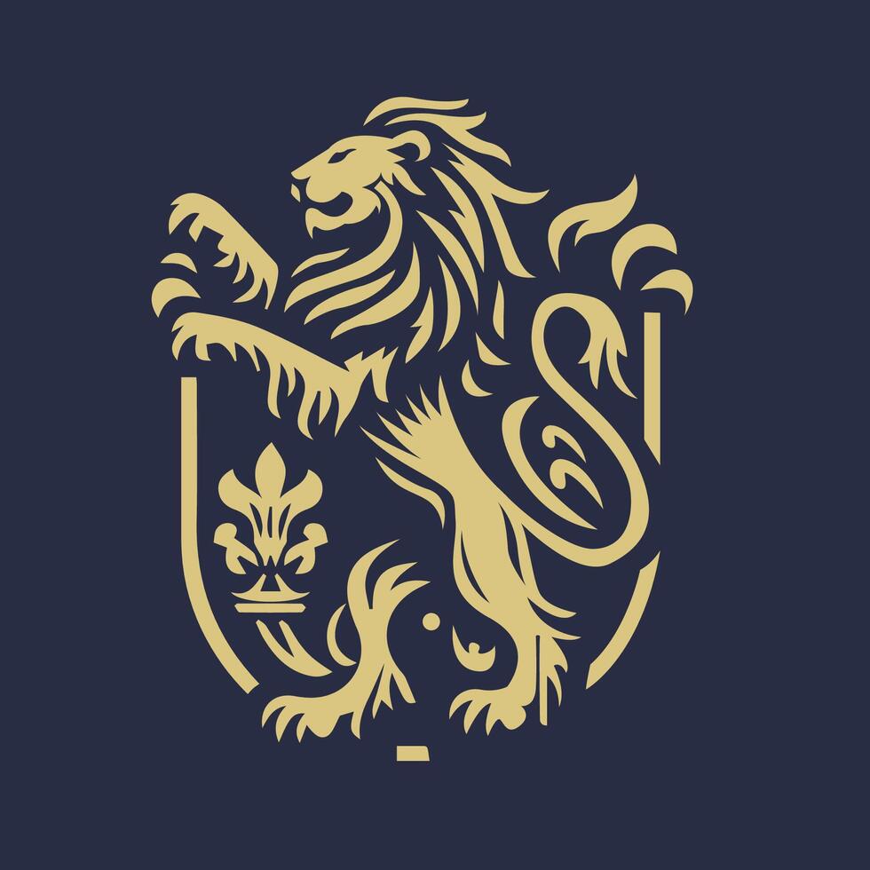 Roman lion logo in shield shape vector