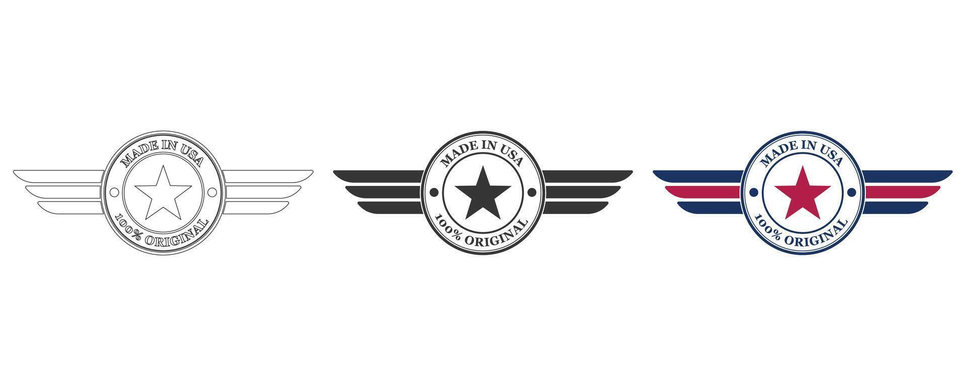American label for business with wing symbol vector