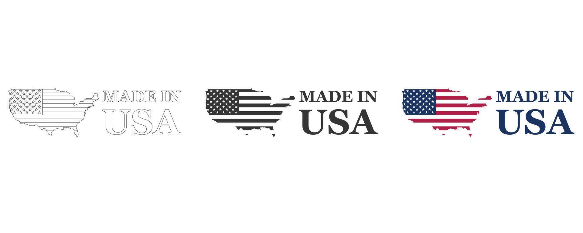 Made in USA label design with flag map illustration vector