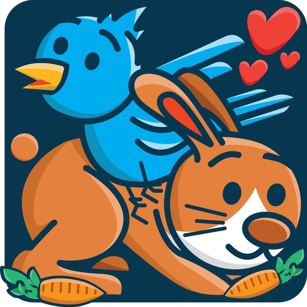 Rabbit and Bird vector