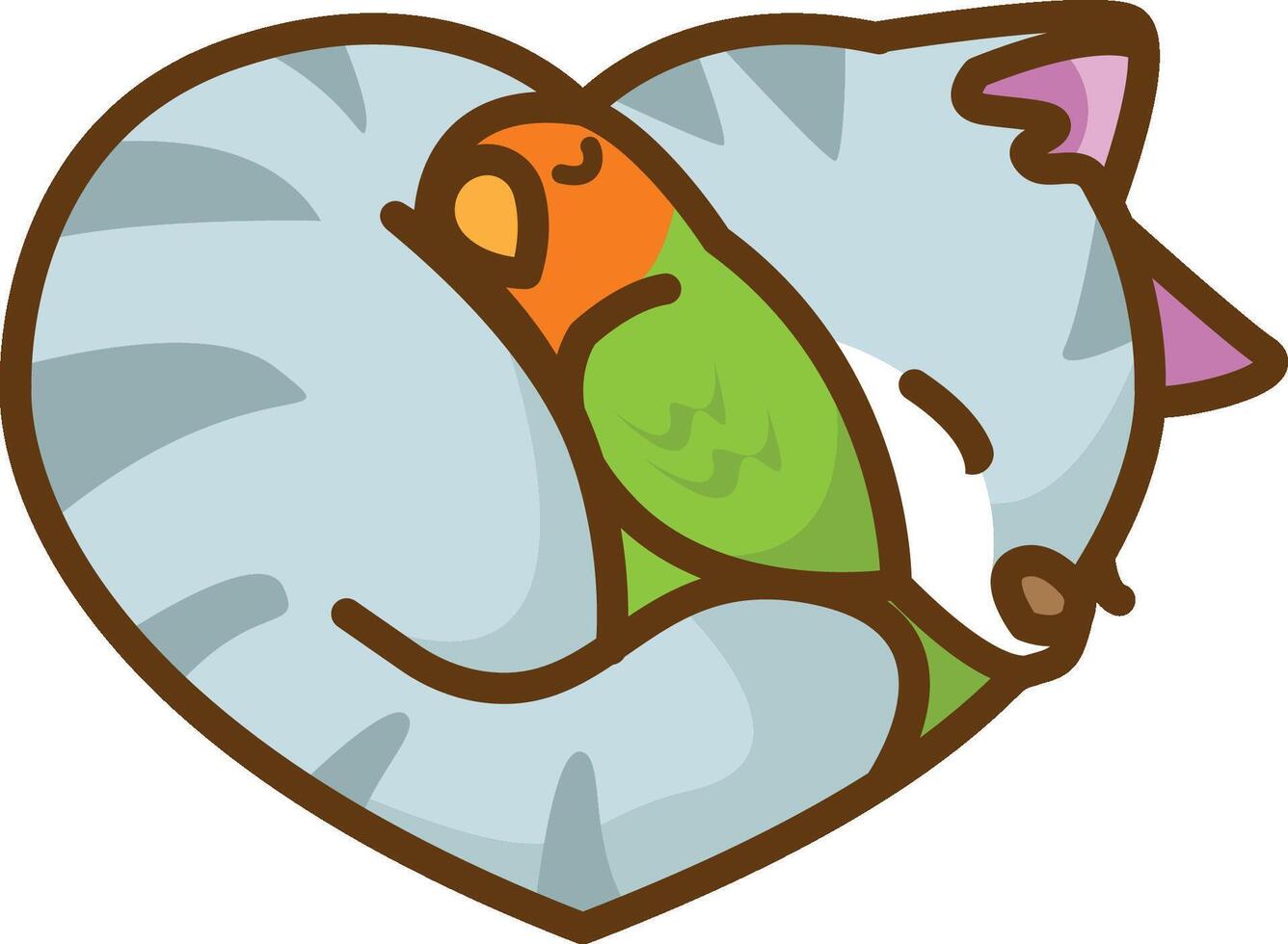 Illustration of a cat and a bird sleeping vector
