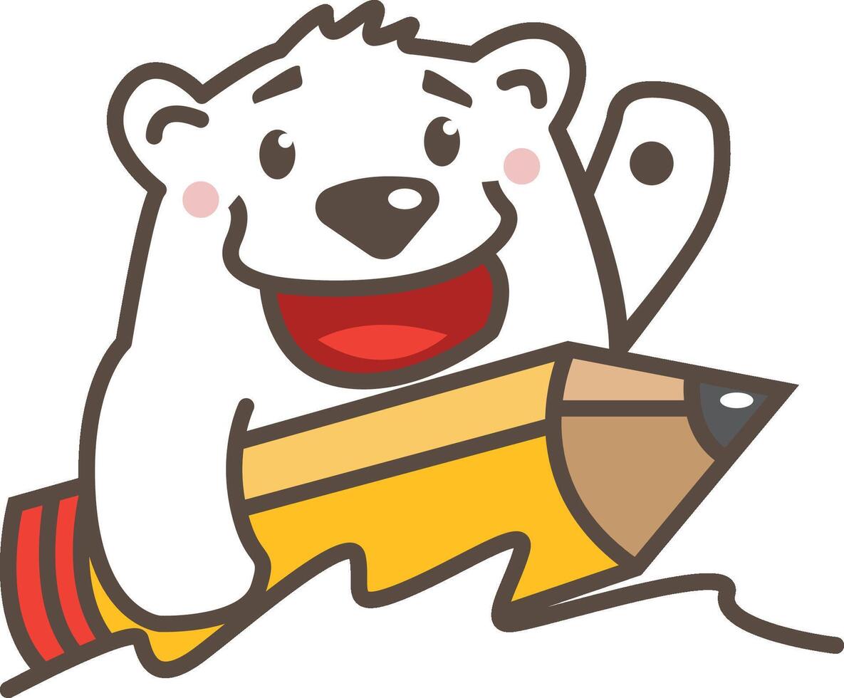 Bear Pencil logo style simple vector
