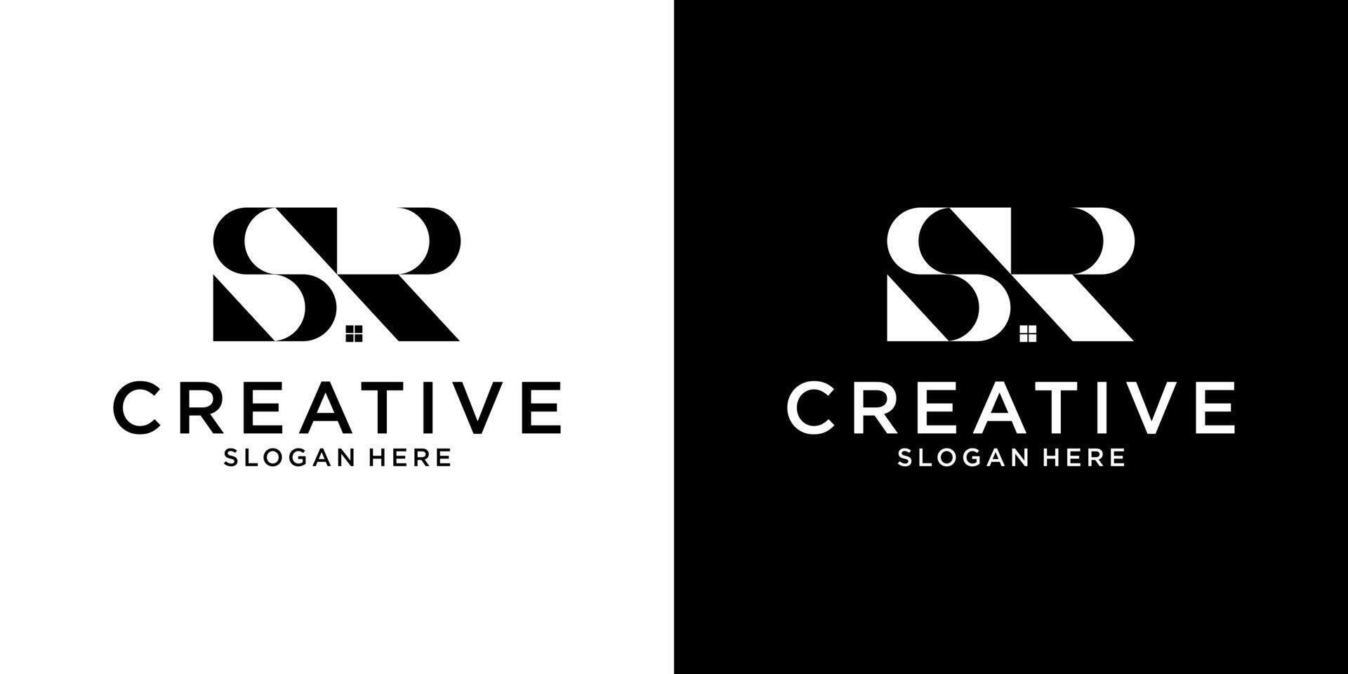 SR or RS initial letter logo design concepy vector
