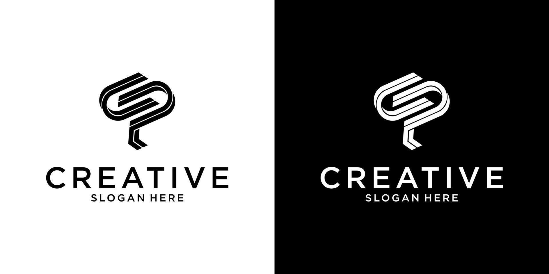 CP or PC initial letter logo design vector
