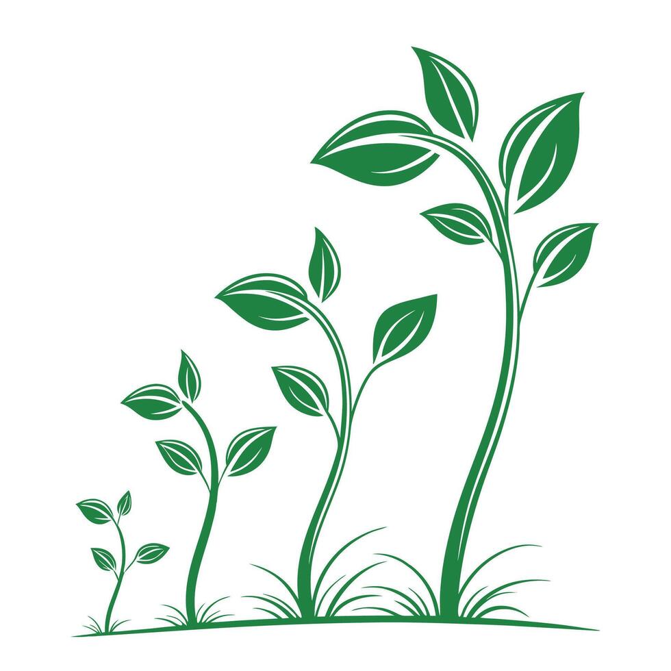 Green sprouts growing plants signs with four different vector