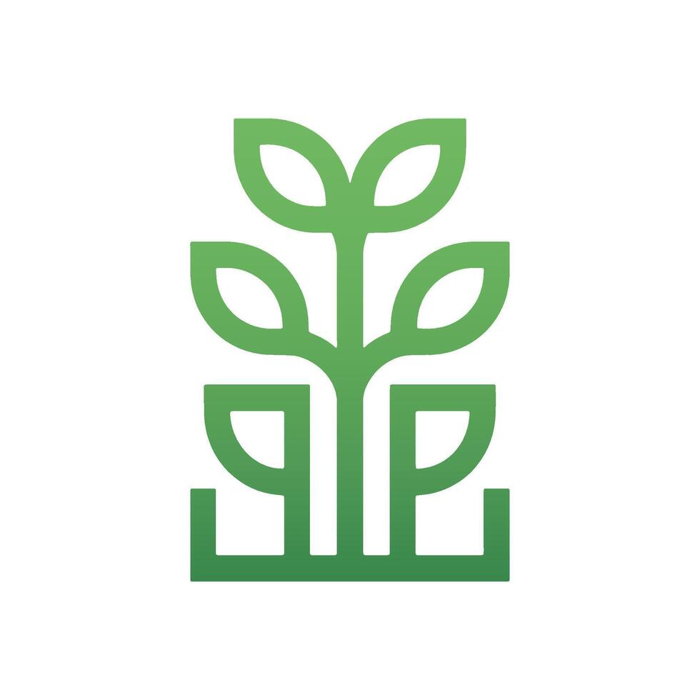 Green leaves design logos minimalist Illustration vector