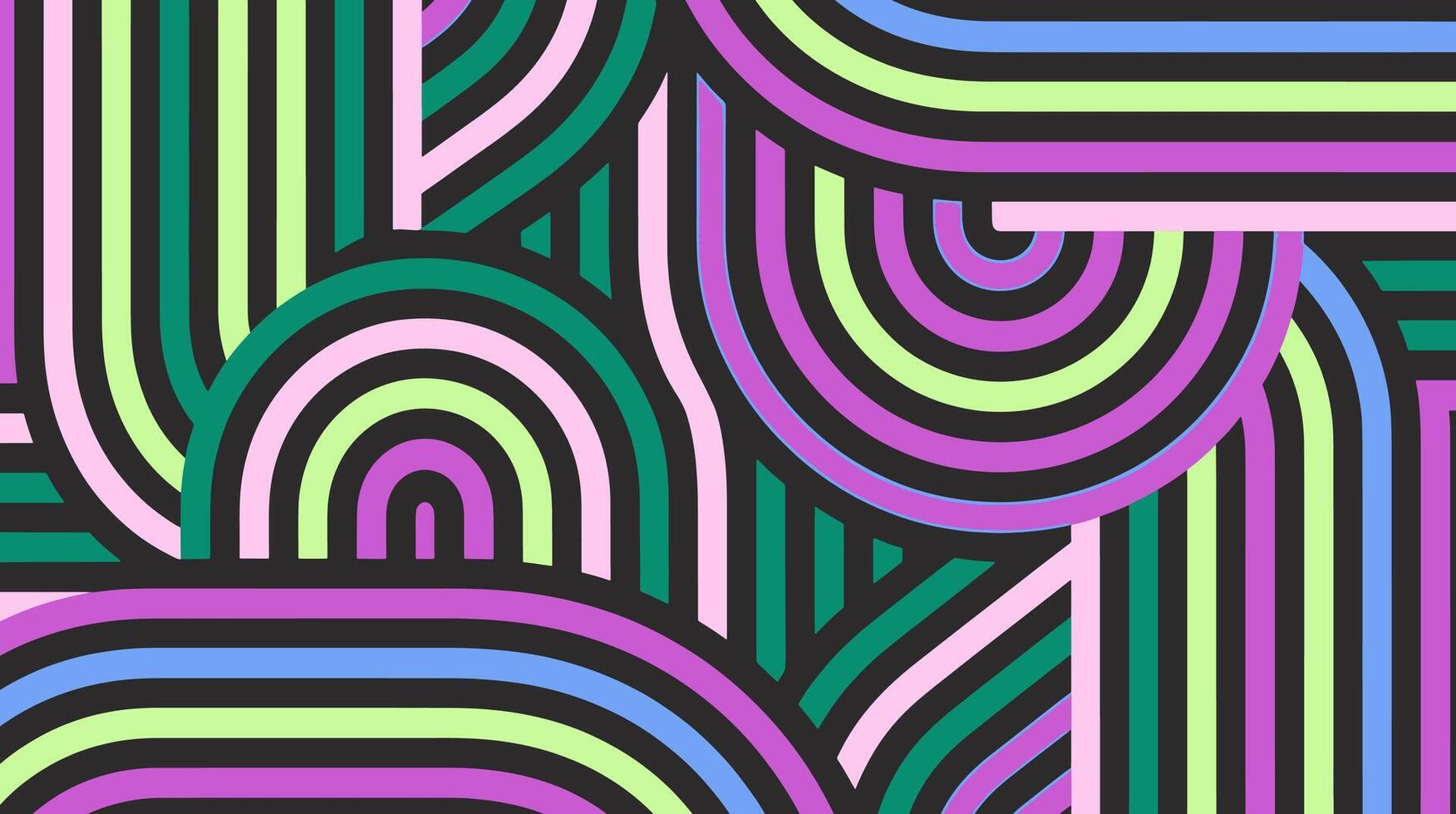 Abstract Trippy Lines Pattern. Cool Groovy Retro Texture. vector
