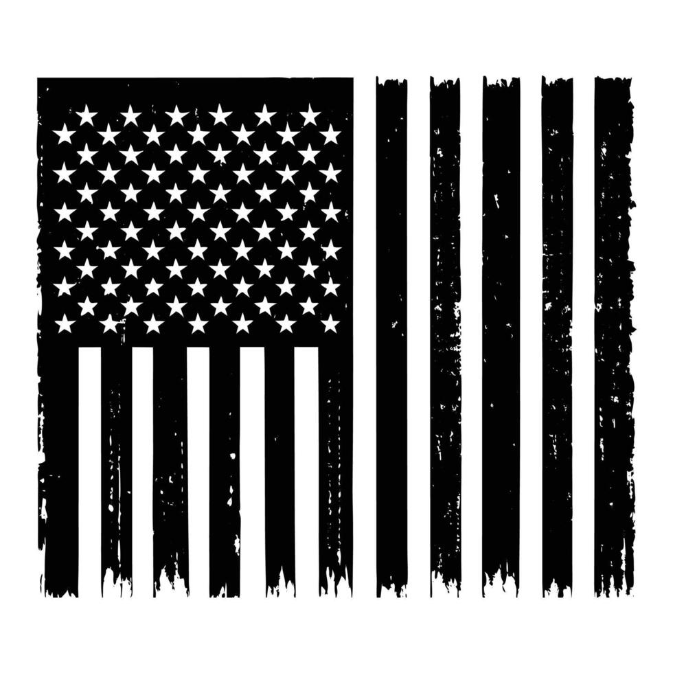 Distressed monochromatic american flag stars stripes vector