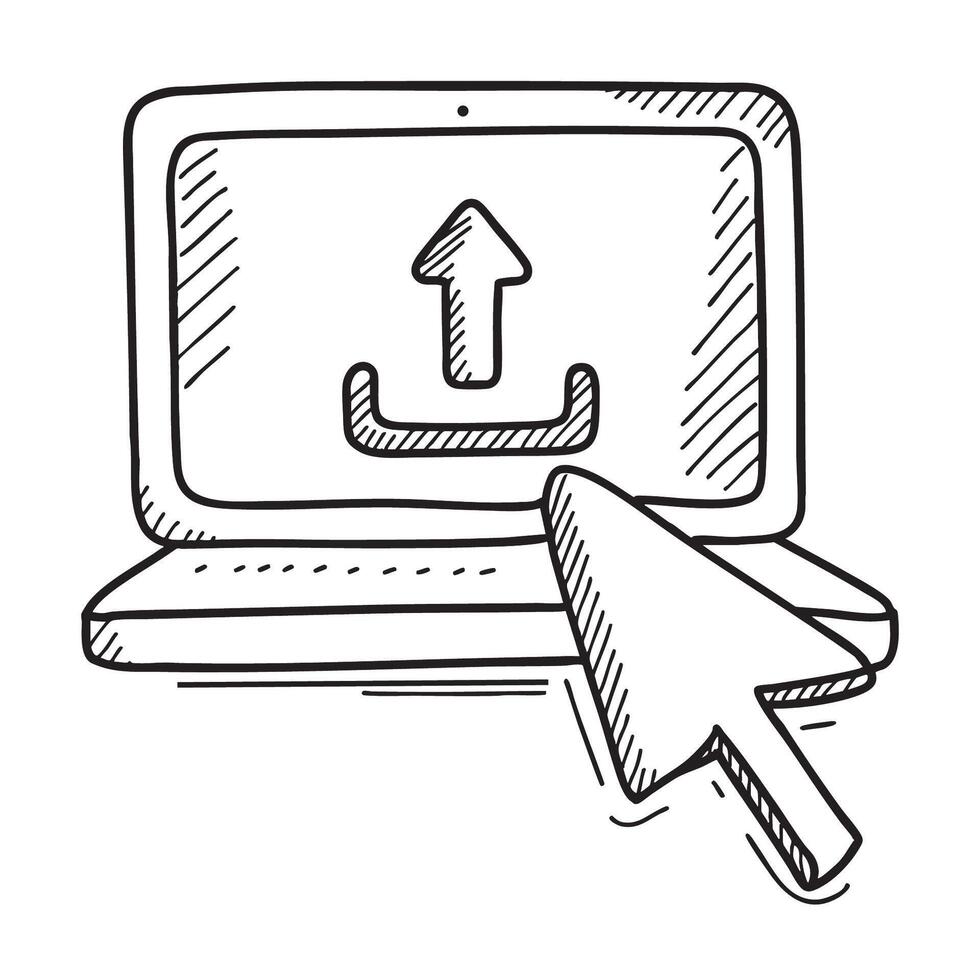 A cursor hovering over upload button on display vector