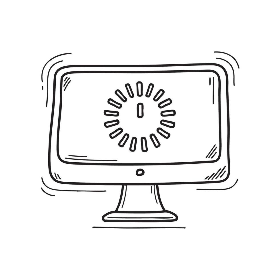 un computadora pantalla demostración un actualizar con un cargando circulo vector