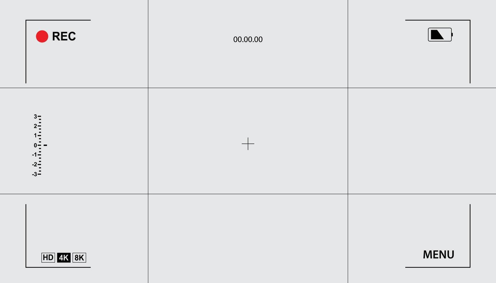 Overlay for the camera's viewfinder. camera viewfinder on white background, camera viewfinder display frame for recording and photos vector