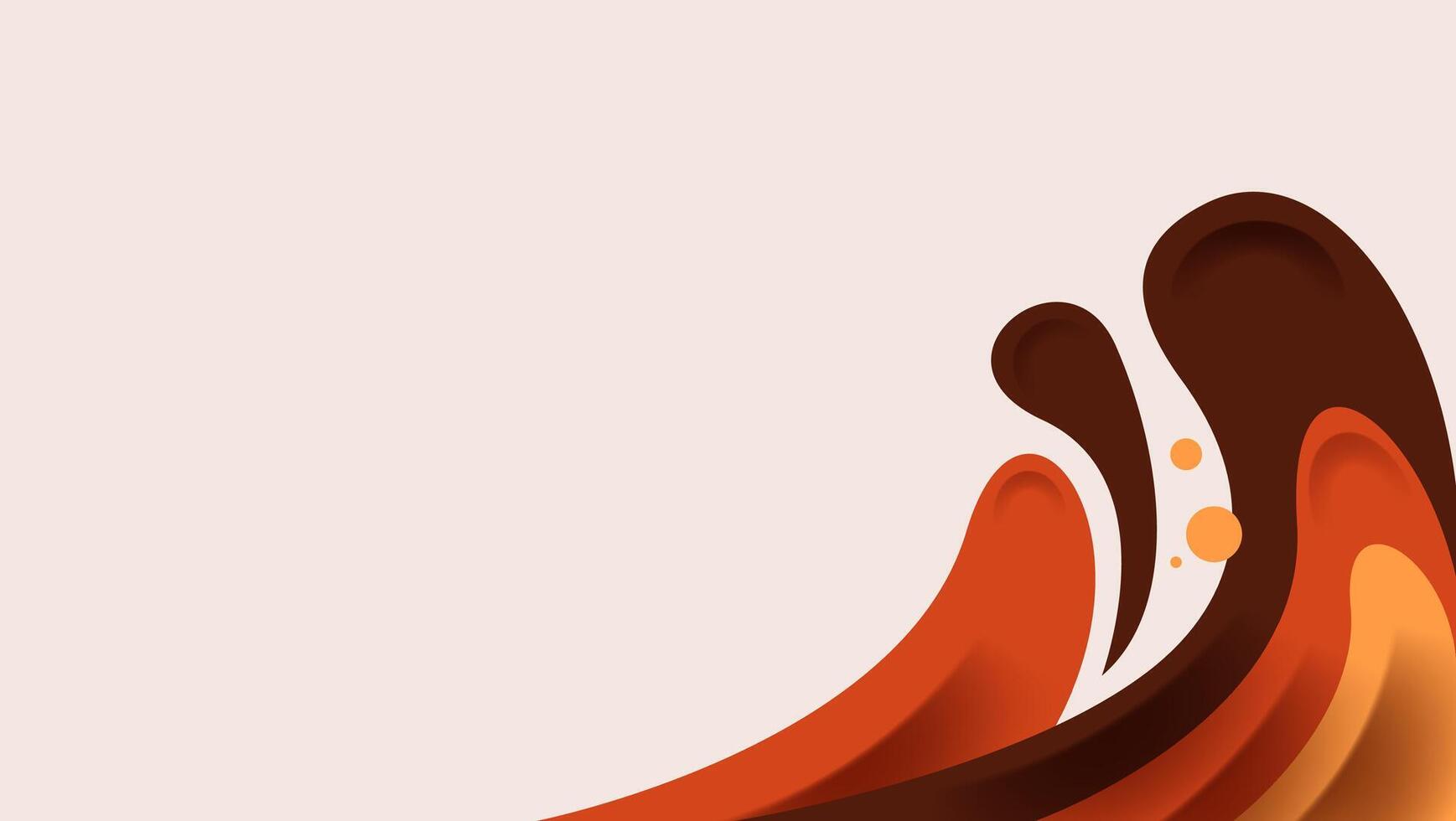 Abstract brown orange fluid shapes on beige background vector