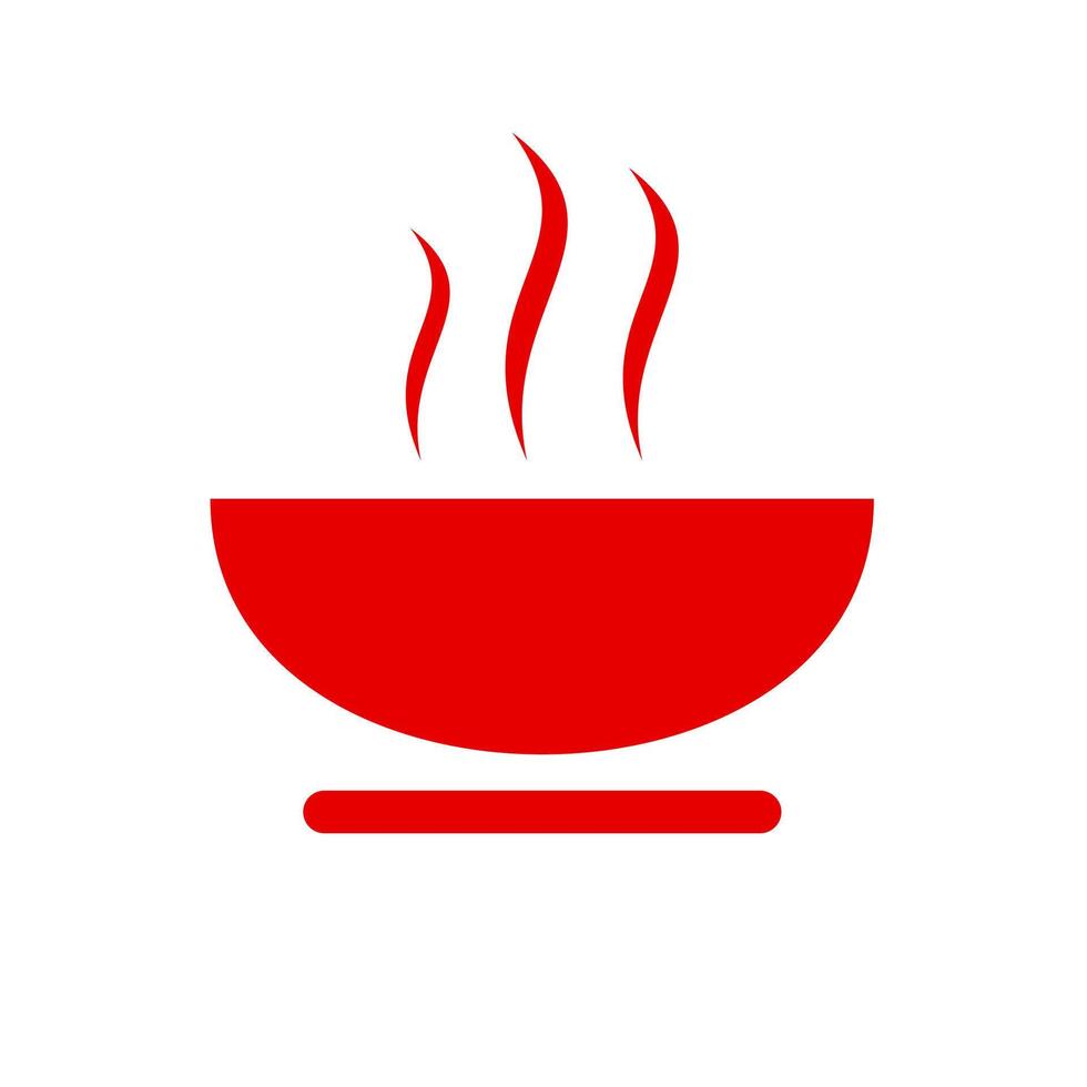 Black single hot soup dish line icon, simple outline fresh side dish soup flat design pictogram, infographic vector